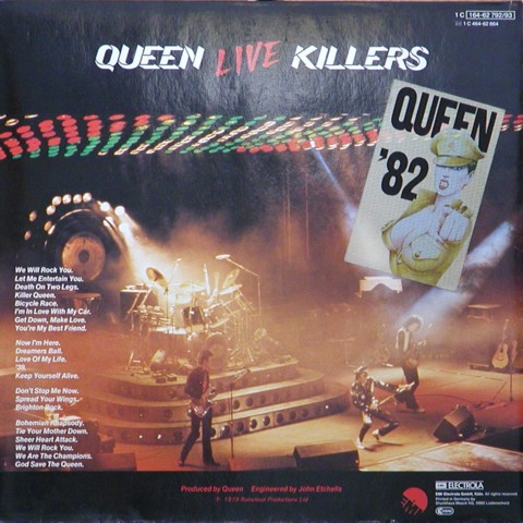 Back of Live Killers-LP with original '82 Backstage Pass