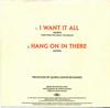 I Want It All (7 inch USA Capitol Single - Back cover)