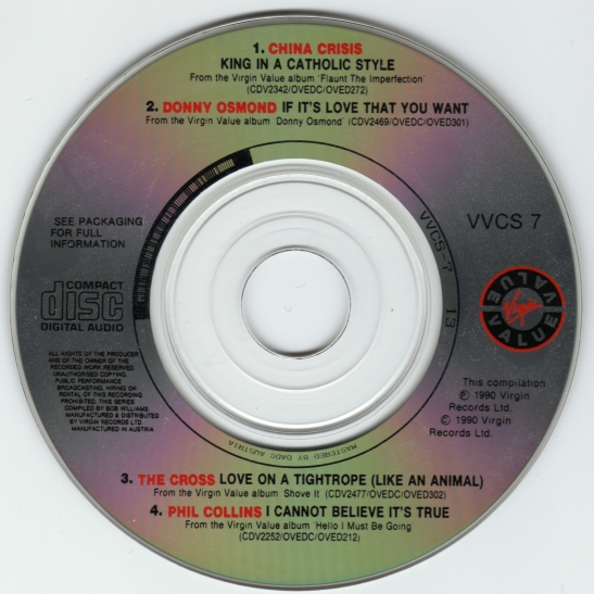 Virgin Value Sampler CD3  w/ The Cross (disc)