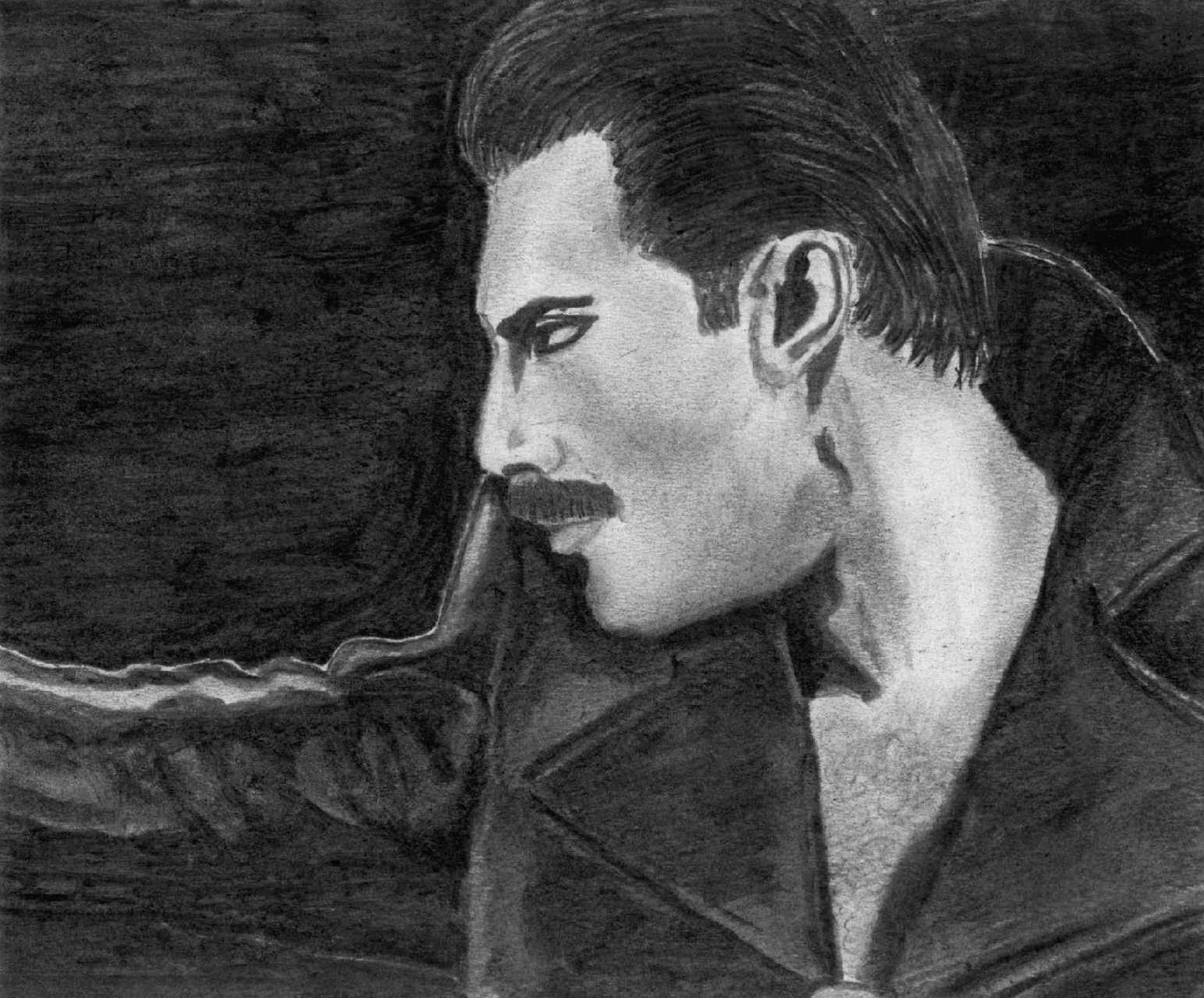Freddie - drawing by cinder (coal dust)