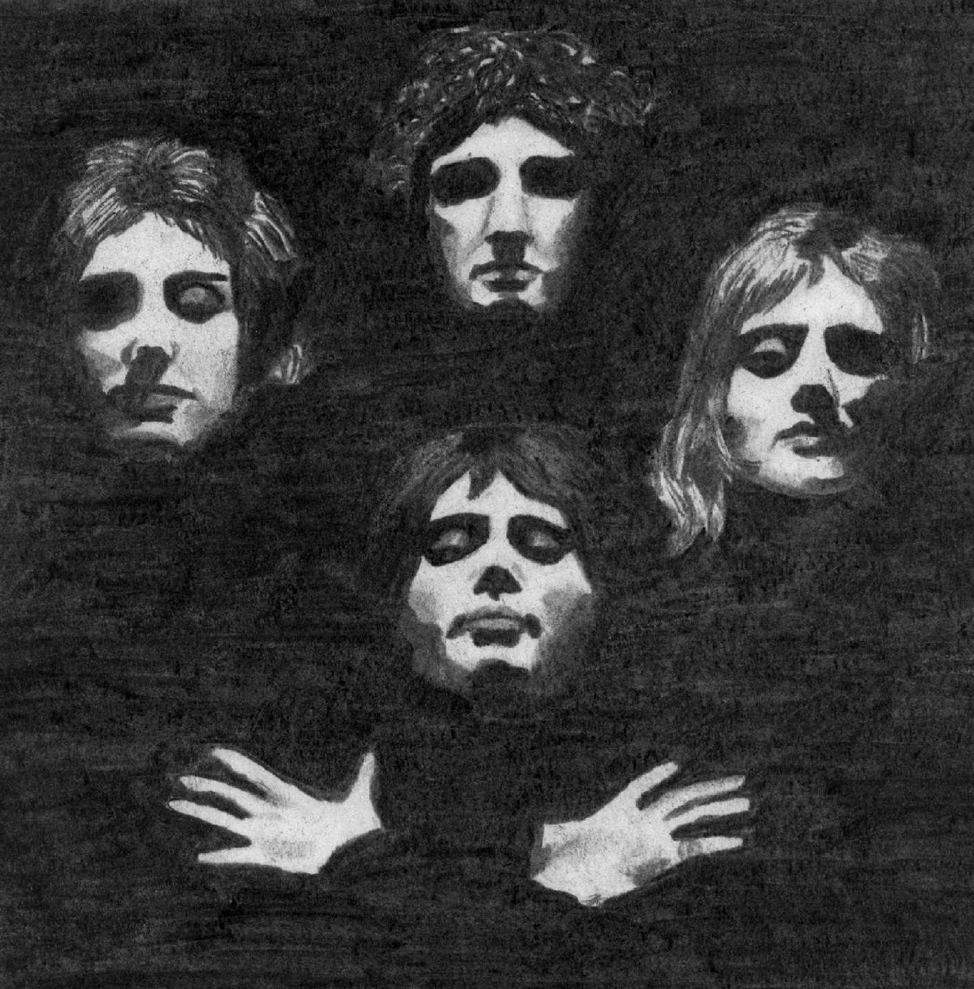 QUEEN - drawing by cinder (coal dust)