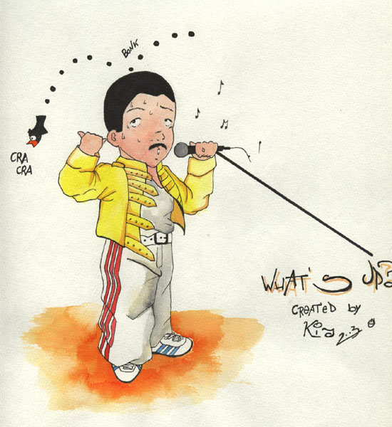 what's up? Freddie like a manga cartoon by Kia Freda's doughter