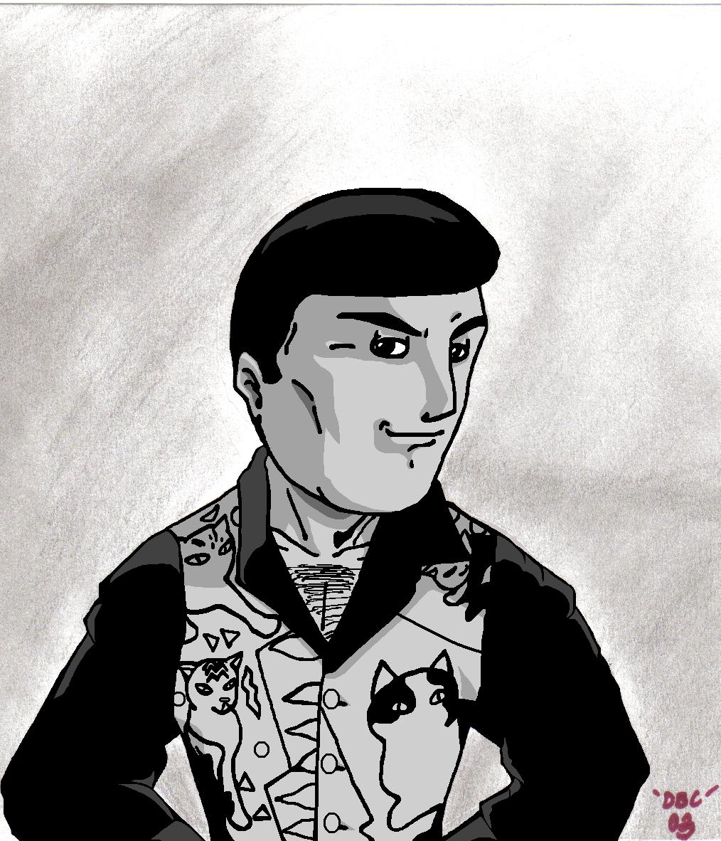 Freddie from the "These Are The Days Of Our Lives" video. (greyscale version)