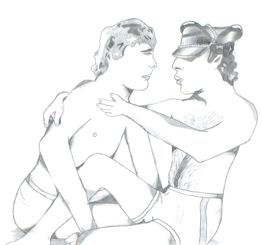 Freddie and Roger about to kiss!! (this should get a few people shouting at me!)
