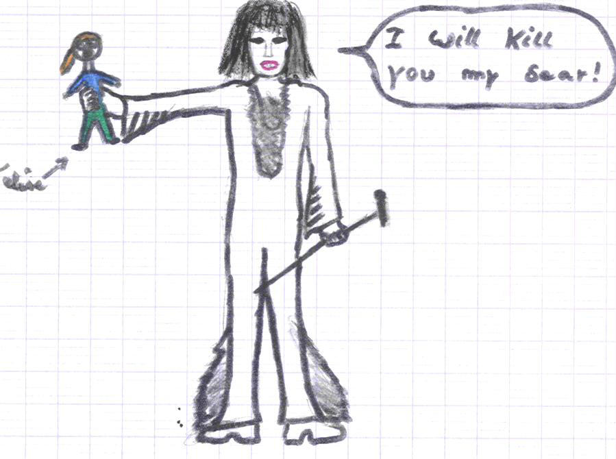 funny drawing I made for a freind who doesn't like Freddie's look and teeth !