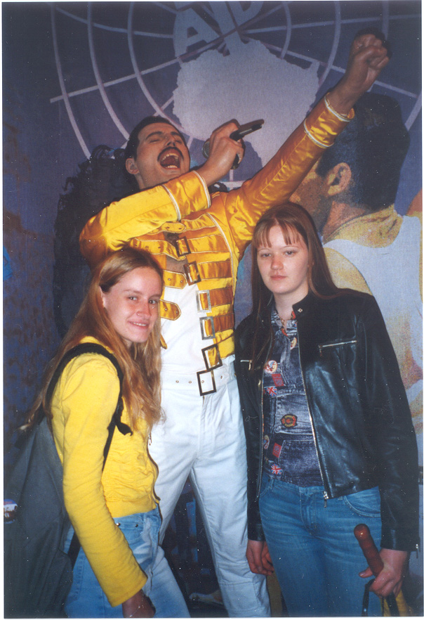 Me & my best friend in Amsterdam with Freddies statue (madame Tussaud's)