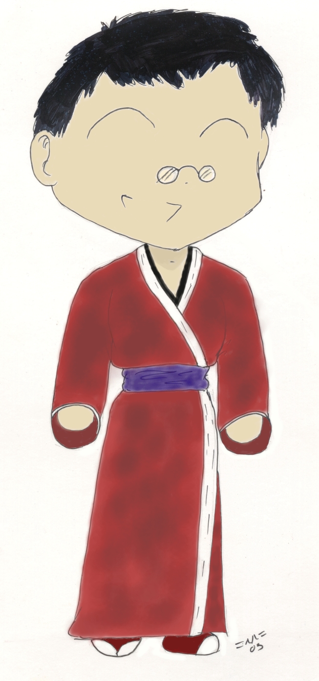 Me as an animé character (coloured by me!)