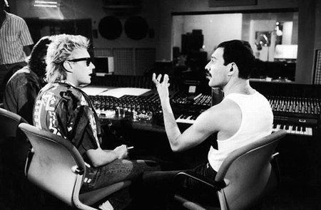 Freddie and Roger in studio (Full picture/rare)