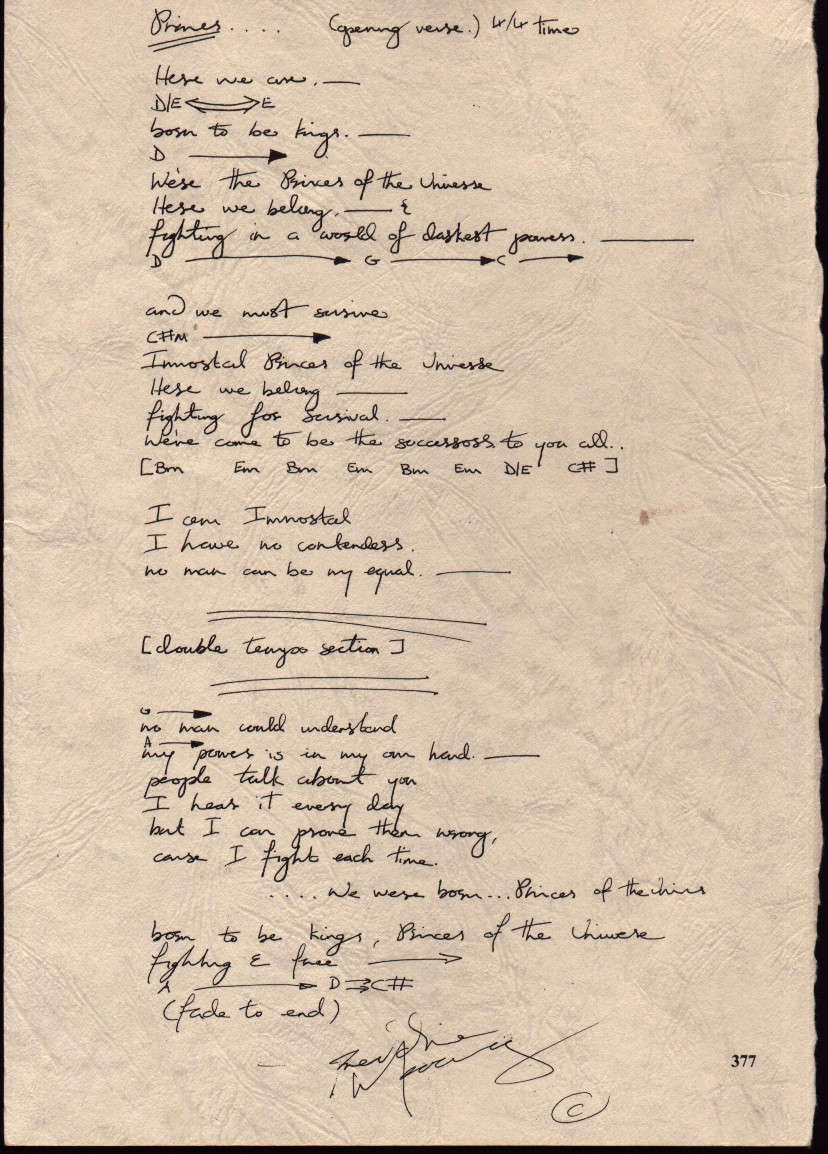 original princes of the universe lyrics