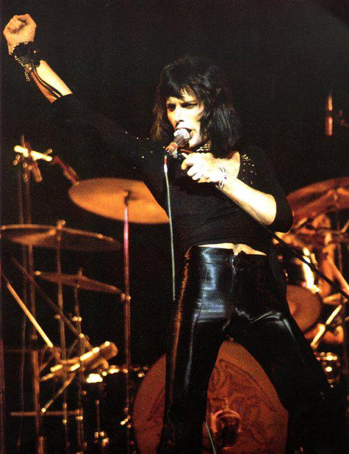 Freddie in front of drums 1974