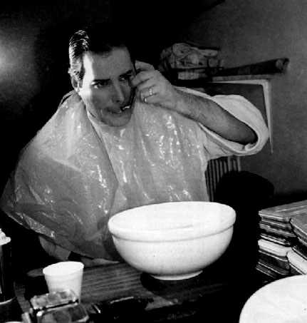 Freddie having a shave