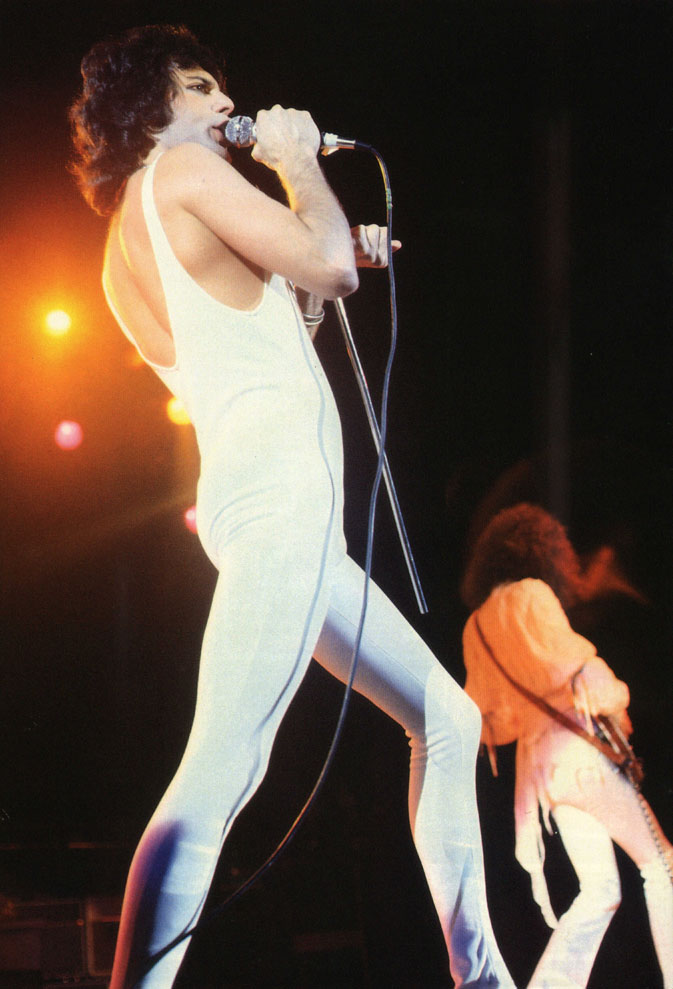 Freddie in white leotard, 1977