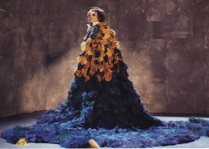 Freddie with his peacock bedspread