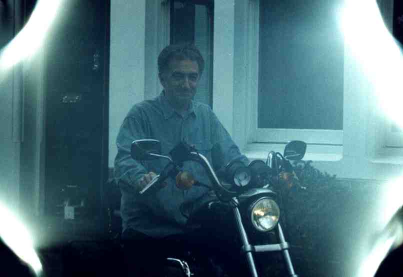 On his Harley