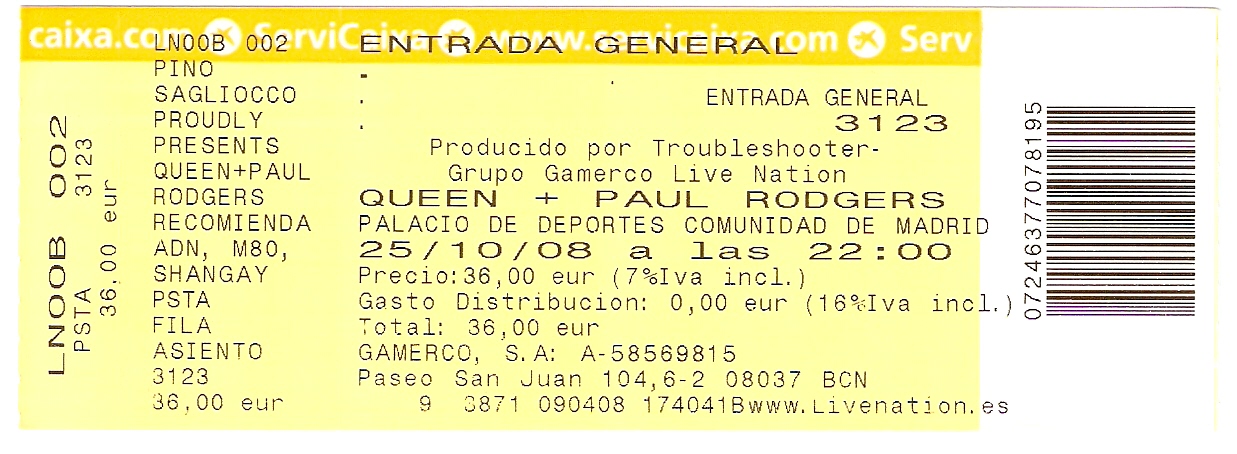 queen concert ticket