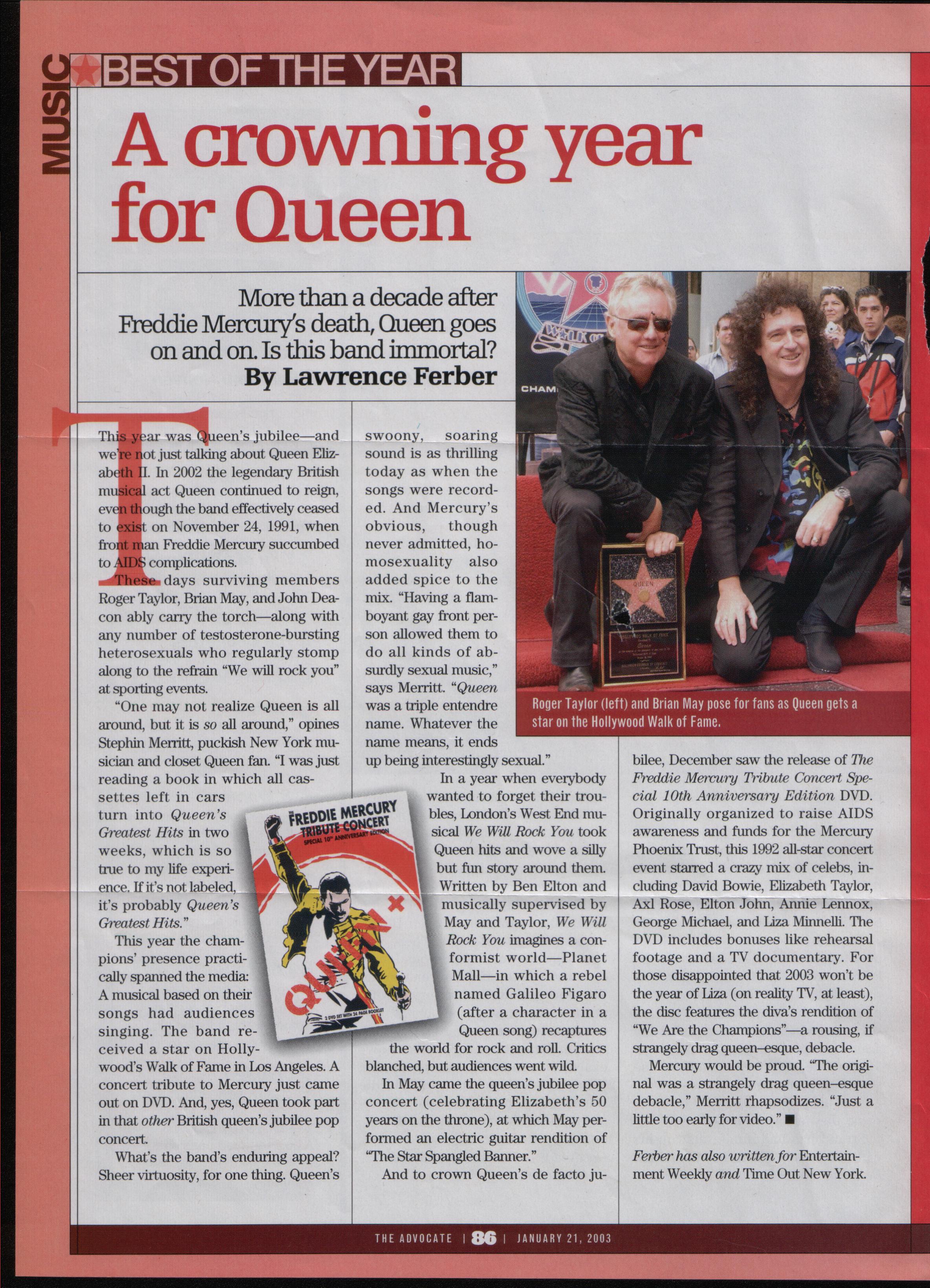 Advocate 1.21.2003 article
