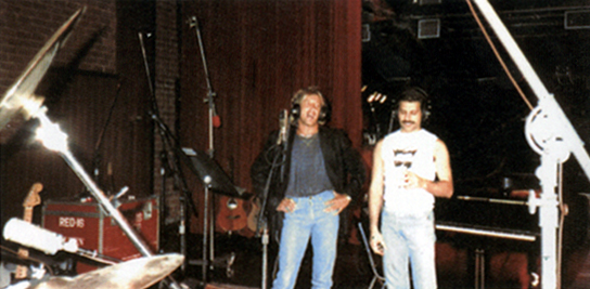 Freddie and Rod Stewart recording "Take Another Piece Of My Heart" 2