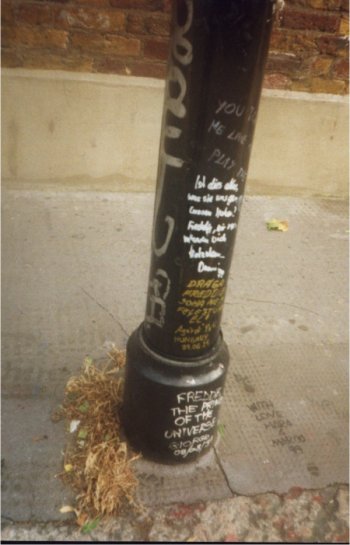 The lamp post outside freddie's house