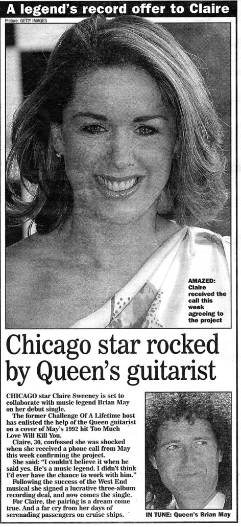 Report of Brian working with Claire Sweeney, Daily Express, UK, Friday 30th March 2002