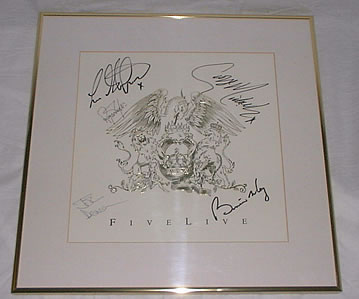 queen five live autographed crest