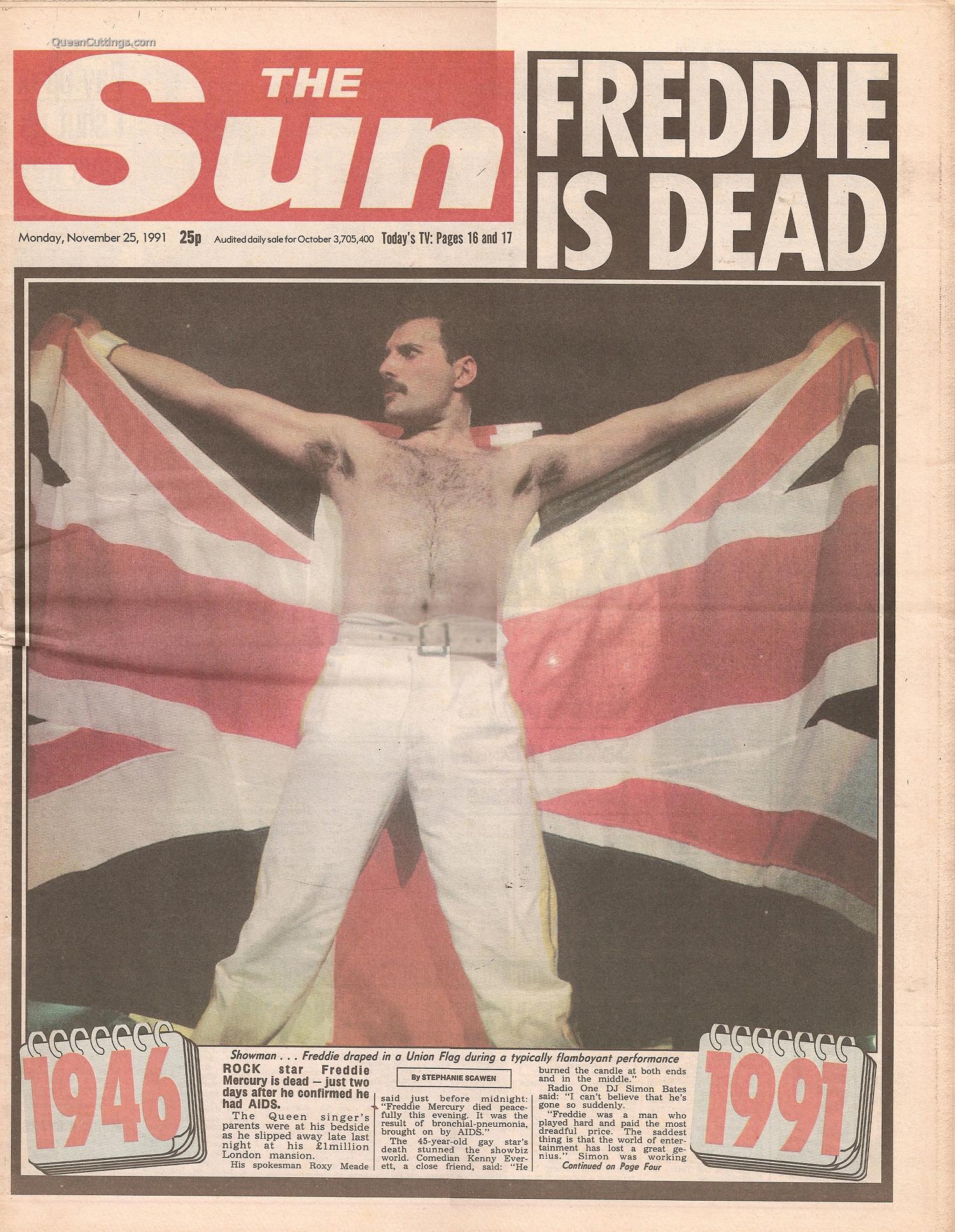 The Sun - "Freddie Is Dead"