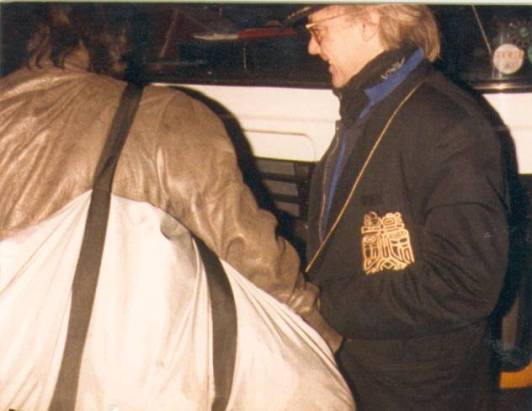 Roger & Martin Groves in car park 28.02.88