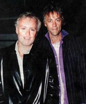 roger and bob geldof backstage at U2 concert