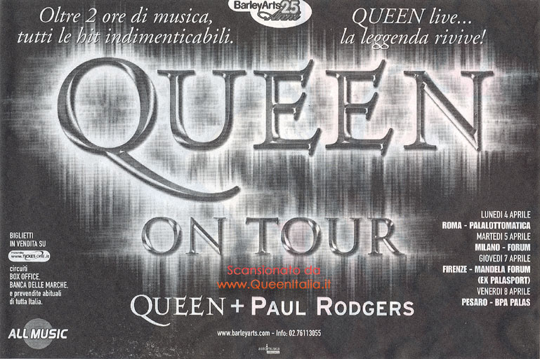 Queen Tour Ad La Repubblica Jan 18th, 2005