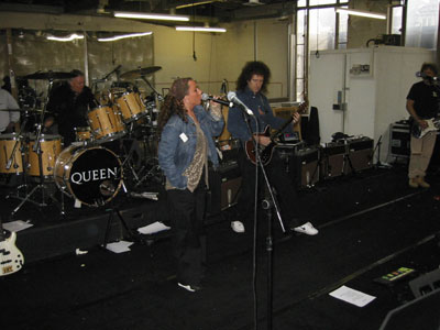Trijntje rehearsing with Brian and Roger for the Amsterdam 2002 concert