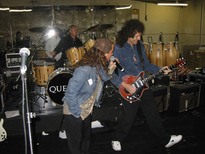 Another photo of Trijntje rehearsing with Brian and Roger